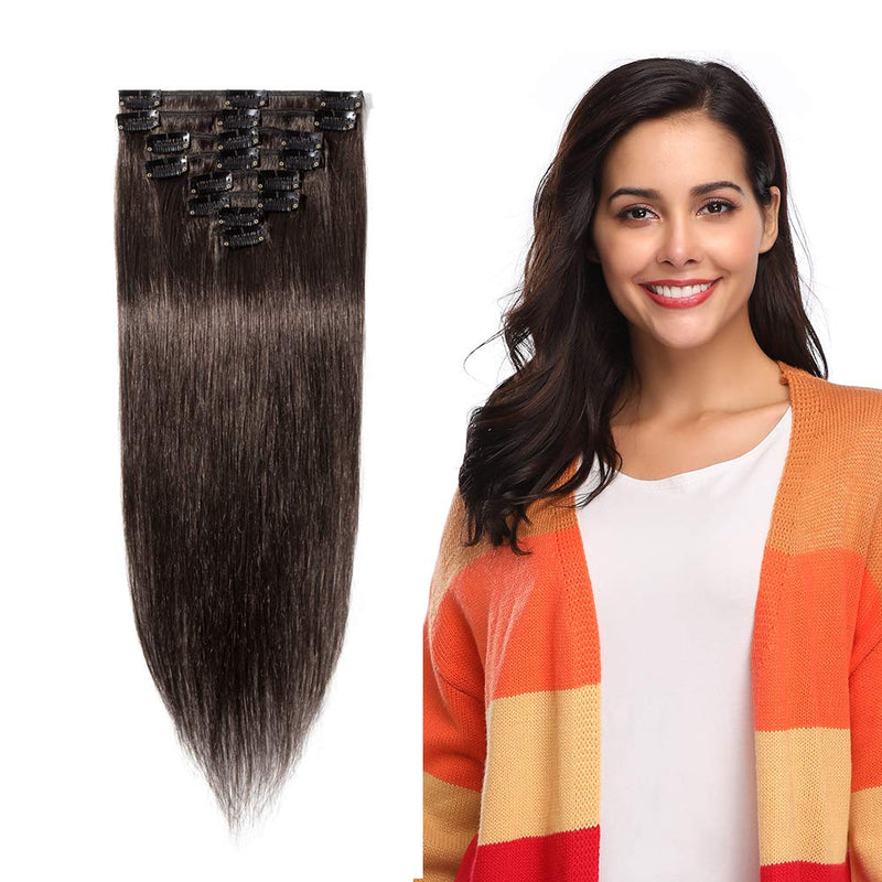 Clip in Remy Human Hair Extensions 10"-24" Grade 7A Quality Full Head 8pcs 18clips Long Soft Silky Straight for Beauty Fashion 120g 24" / 24 inch