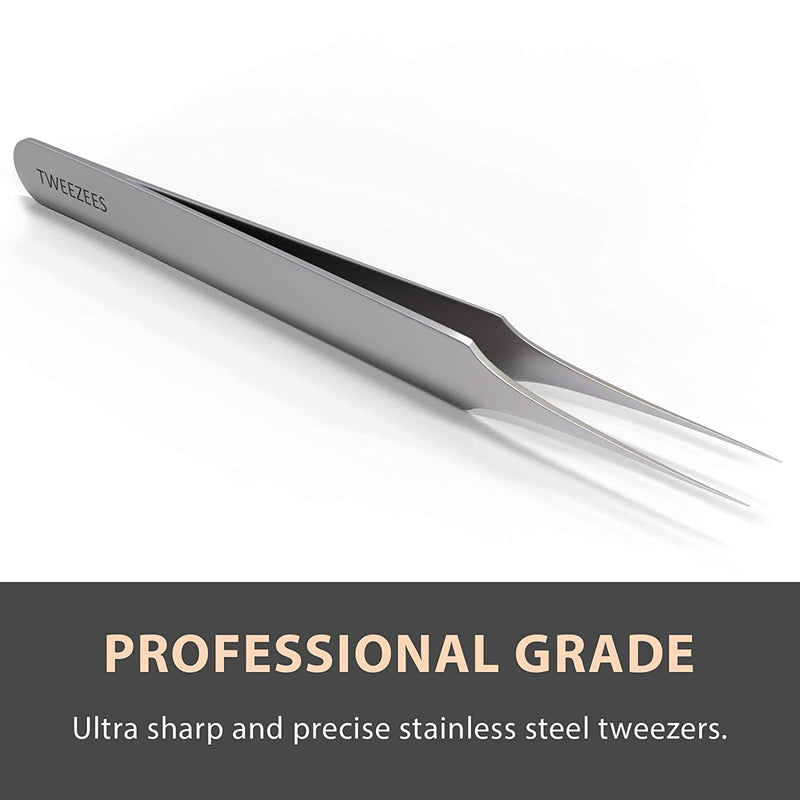 Ingrown Hair Tweezers | Pointed Tip | 5 Pack | Precision Stainless Steel | Extra Sharp and Perfectly Aligned for Ingrown Hair Treatment & Splinter Removal For Men and Women | By Tweezees Tweezees
