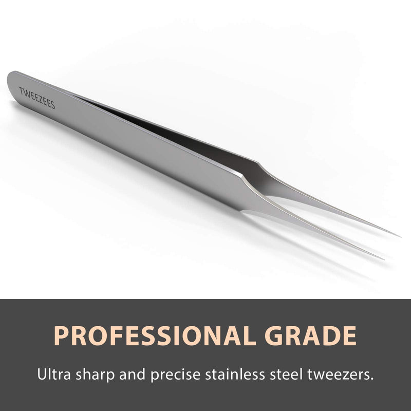 Ingrown Hair Tweezers | Pointed Tip | 2 Pack | Precision Stainless Steel | Extra Sharp and Perfectly Aligned for Ingrown Hair Treatment & Splinter Removal For Men and Women | By Tweezees Tweezees