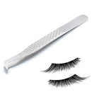 G.S Volume Eyelash Extension Tweezer - Professional Angled Curved Pointed L-Shaped Precision Tweezers for 3D 4D 6D Lashes Extension - Silver Non Slip Handle ELT-013 G.S ONLINE STORE