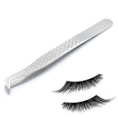 G.S Volume Eyelash Extension Tweezer - Professional Angled Curved Pointed L-Shaped Precision Tweezers for 3D 4D 6D Lashes Extension - Silver Non Slip Handle ELT-013 G.S ONLINE STORE
