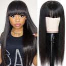 Amella Hair Brazilian Silky Straight Human Hair Wigs with Bangs 150% Density None Lace Front Wigs Human Hair for Black Women 10A Lace Vortex Wigs(12”, Straight Wig with Bangs) Amella Store