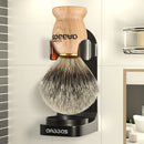 Anbbas Fine Badger Hair Shaving Brush with Wood Handle and Hanging Style Brush Holder Set for Men Wet Shave Anbbas