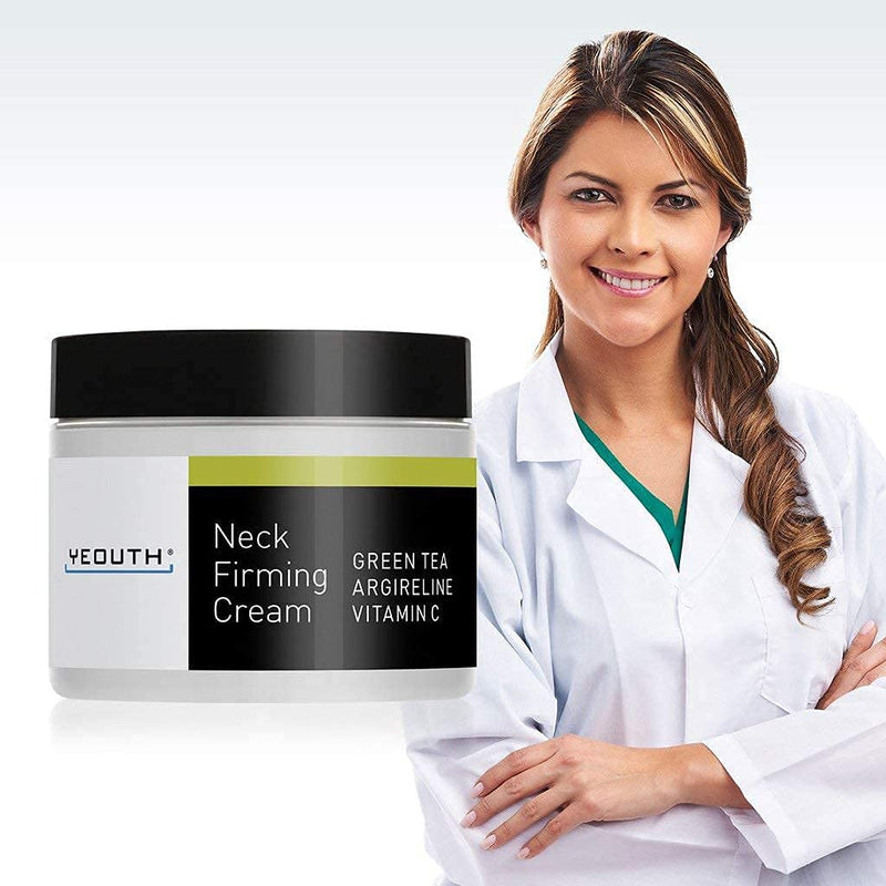 YEOUTH Neck Cream for Firming, Anti Aging Wrinkle Cream Moisturizer, Skin Tightening, Helps Double Chin, Turkey Neck Tightener, Repair Crepe Skin with Green Tea, Argireline, Vitamin C - 2oz (4oz) Yeouth