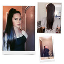 Seelaak Long Straight Remy Human Hair Ponytail Extension Wrap Around Ponytail Hair Piece with Clips Magic Paste Binding Pony Tail Hairpiece 1B