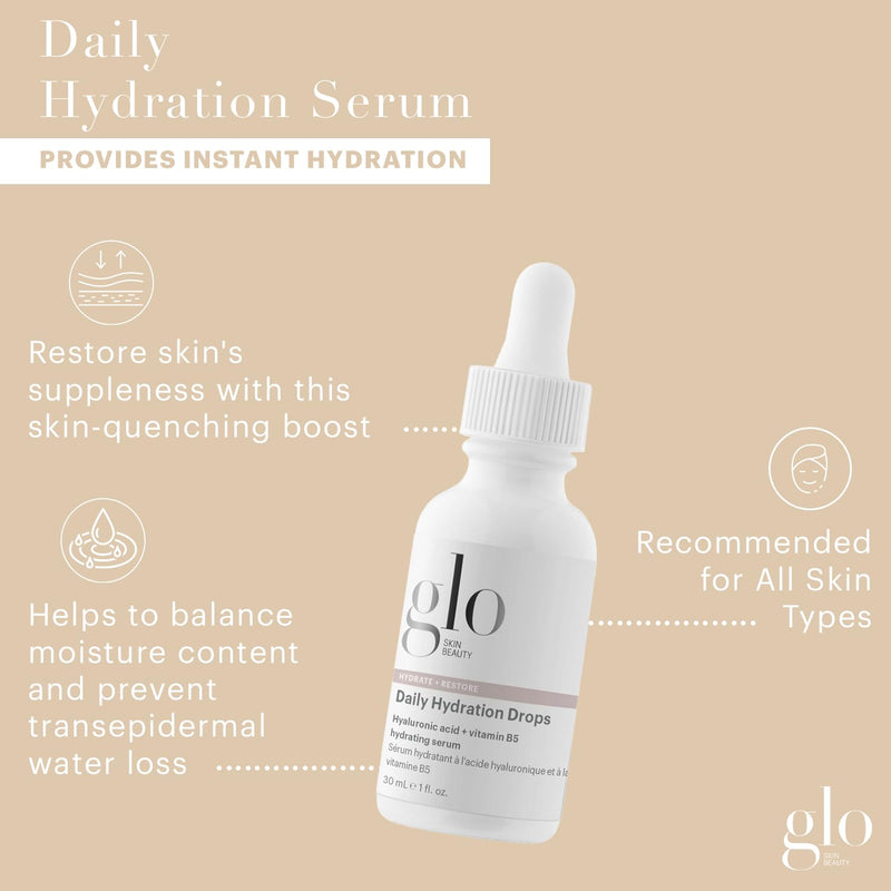 Glo Skin Beauty Daily Hydration Drops - Hyaluronic Acid & Vitamin B5 Hydrating Face Serum Infinity Warehouse