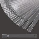 JASSINS 100 Pcs Clear Fan-shaped False Nail Swatch Sticks Nail Polish Practice Display Art Tips Nail Sample Sticks With Metal Split Ring JASSINS
