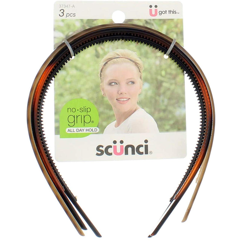Scunci No Slip Grip Skinny Head Bands, 3 pk Scunci