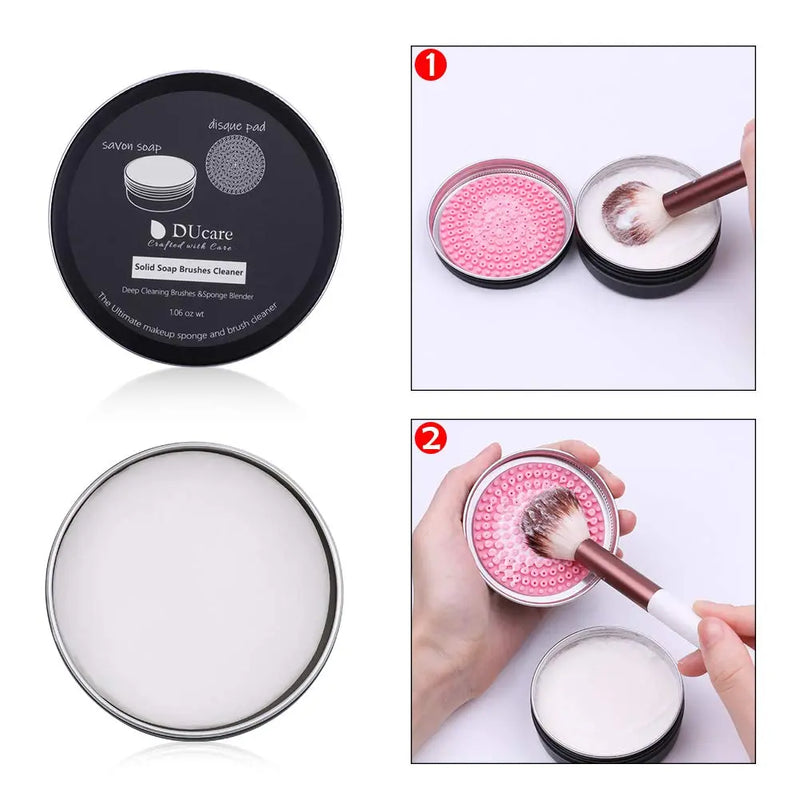 DUcare Makeup Brush Cleanser Solid Soap Sponges & Brushes Easy to Clean Shampoo Removes Shadow Color Cosmetic Colors Beauty Sponges for Daily Use Travel Set DUcare