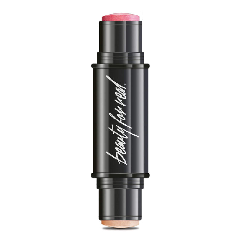 Beauty For Real Blush + Glo, In the Pink + Get Lit - Blush + Highlighter Stick - Cream-to-Powder Mineral Formula - Provides All Day Wear - Organic, Vegan - 0.32 oz Beauty For Real