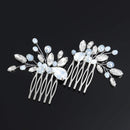 Yean Rhinestone Bride Bridal Hair Comb Opal Crystal Wedding Hair Piece Hair Accessories for Women and Girls (2 Pcs) (Silver) Yean