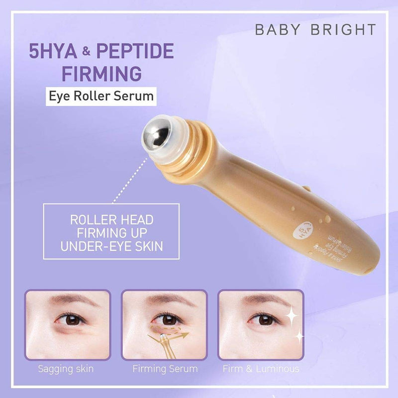Baby Bright 5HYA & Peptide Firming Eye Roller Serum, Reduces Puffy Eyes, Glowing, Vibrant Brightens Skin, Hydrates Under Eye - 1 Pack Baby Bright