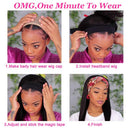 Flady Headband Wig Human Hair Wigs for Black Women (24inch) Brazilian Straight None Lace Front Wigs Human Hair Scarf Wigs No Gel Gluelees Remy Hair Headband Wig Flady
