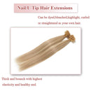 100 Strands Pre Bonded Remy Human Hair U Tip Hair Extensions Nail Tip Italian Keratin Fushion Hairpiece Long Straight Silky For Women