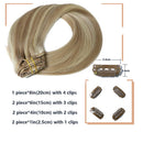 15In Ash Blonde with Bleach Blonde Clip In Hair Extensions 8A Grade Ombre Full Head Long Straight 100% Human Hair In Extensions 70g7PCS(15In