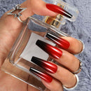 Outyua Ombre Extra Long Press on Nails Coffin Ballerina Gradeint Fake Nails Super Long False nails Acrylic Halloween Christmas Nails for Women and Girls 24Pcs (Red & Black) Outyua
