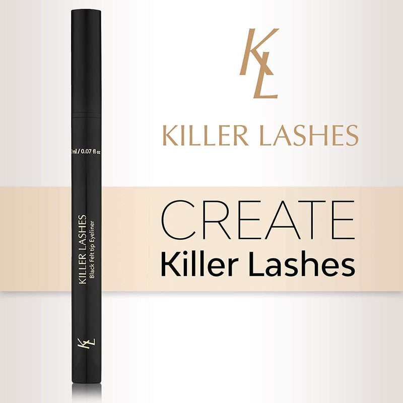 KL Killer Lashes Black Liquid Eyeliner Pen with Felt-Tip for Natural and Statement Looks KL KILLER LASHES