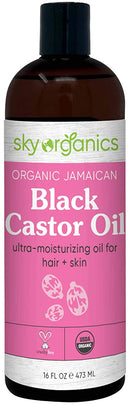 Organic Jamaican Black Castor Oil by Sky Organics (16 oz) USDA Organic 100% Pure Roasted Castor Oil Moisturizing Oil for Hair and Skin Oil Treatment Castor Oil Hair Mask Natural Skin Moisturizer Sky Organics Store