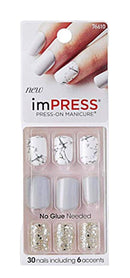 Kiss imPress Press-On Manicure White and Gray Nails 76610 Yeah Boy Impress
