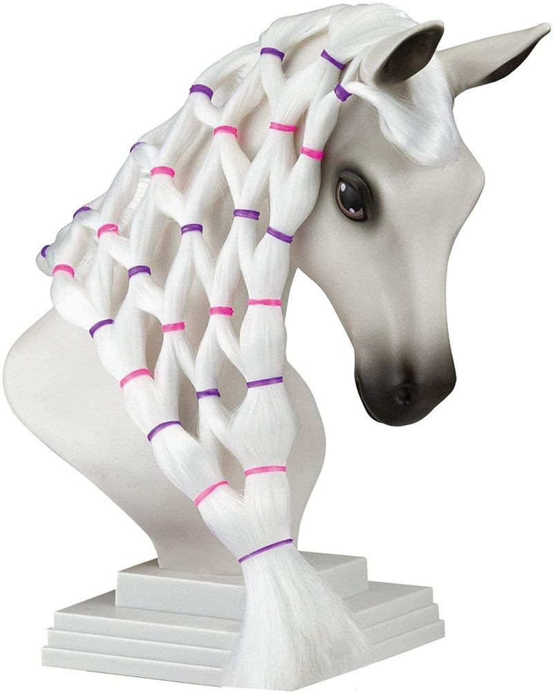 Breyer Horses Mane Beauty Horse Styling Head | Daybreak | White Extra-Long Silky No Tangle Mane | 10" x 4.25" x 4.25" | Styling Book, Brush, Hair Coils, Hair Clips, Elastics | Horse Toy | Model