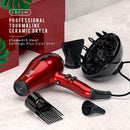 1875W Tourmaline Hair Dryer Ionic Frizz Control Fast Drying Blow Dryer Professional Hairdryer 2 Speed and 3 Heat Settings, Concentrator & Diffuser & Pik, Cool Shot BERTA