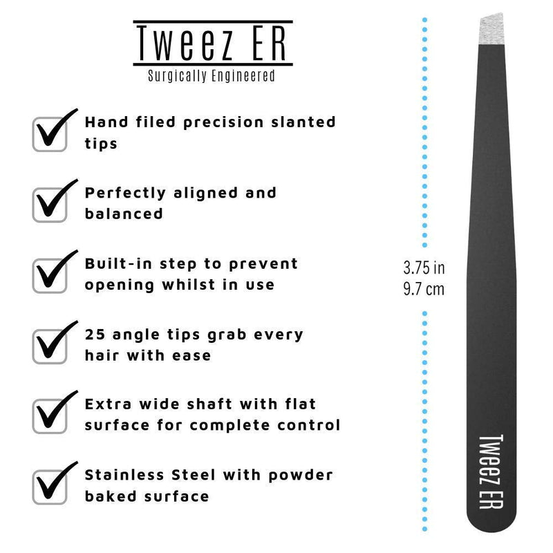 Tweezers for Women, Professional tweezers precision Stainless Steel with Slanted Tip, Ideal Tweezers for ingrown hair, Eyebrow Tweezers & Precision Tweezers for Your Daily Beauty Routine Tweez ER Surgically Engineered