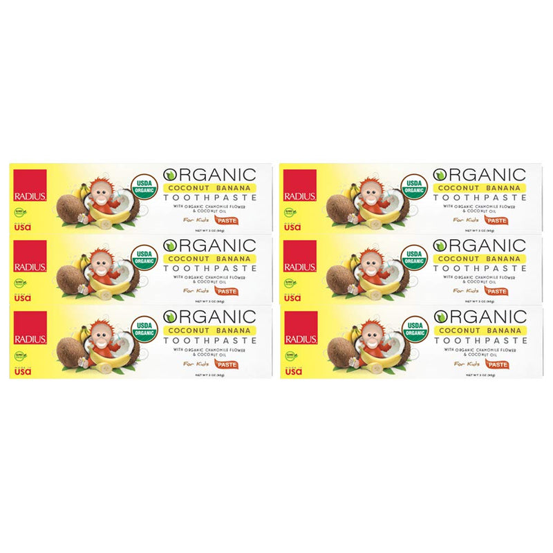 RADIUS USDA Kids Organic Toothpaste, Coconut Banana, 3 Oz (Pack of 1) RADIUS