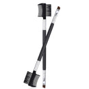 2 PCS Duo Eyebrow Brush, Angled Eyebrow Brush & Eyelash Comb Set Professional Eye Powder Foundation Brush TEOYALL