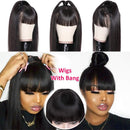 Subella 9A Straight Human Hair Wigs with Bangs 150% Density Glueless Brazilian Machine Made None Lace Front Wigs for Black Women Natural Color (18inch, straight wig with bangs) Subella Store
