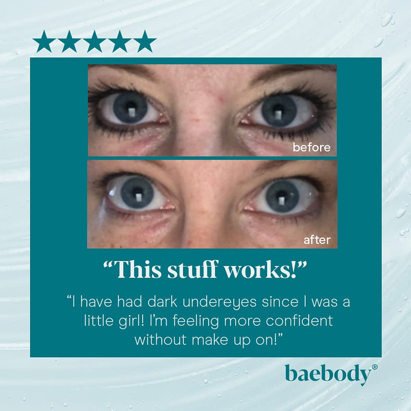 Baebody Eye Gel Travel Size for Under and Around Eyes to Smooth Fine Lines, Brighten Dark Circles and De-Puff Bags with Peptide Complex and Soothing Aloe, 0.5 Fl Oz Baebody