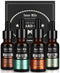 4 Pack Beard Oil Set Leave in Conditioner, Cedarwood, Sandalwood, Sage, Sweet Orange for Men Mustaches Growth, Soften, Moisturizing, Strength, Stocking Stuffers Gifts for Him Man Dad Father Boyfriend ISNER MILE