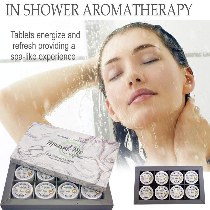 Shower Bombs Gift Set- 8 Aromatherapy Shower Steamer Vapor Tablets with Lavender Essential Oil for Vaporizing Spa Shower. Bath Bombs for Shower, Shower Melts - Gift for Men and Women Mineral Me California