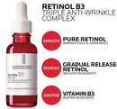 La Roche-Posay Pure Retinol Face Serum with Vitamin B3. Anti Aging Face Serum for Lines, Wrinkles & Premature Sun Damage to Resurface & Hydrate. Suitable for Sensitive Skin, 1.0 Fl. Oz La Roche-Posay