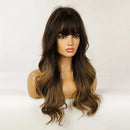 Esmee 24" Synthetic Wigs for Women Dark Roots Long Wig with Bangs Ombre Wavy Hair Realistic Simulation Scalp Middle Part.. Esmee Store