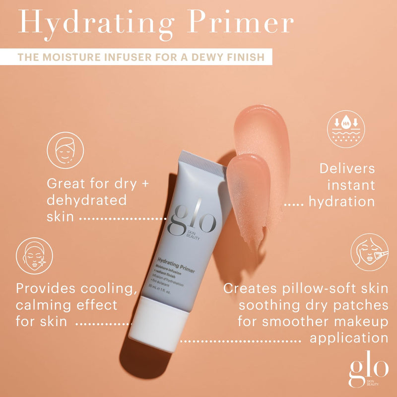 Glo Skin Beauty Hydrating Primer with Hyaluronic Acid - Replenish Moisture and Plump Skin for Smoother Makeup Application, for Dry + Dehydrated Skin, Dewy Finish Infinity Warehouse