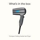 Conair Travel Hair Dryer with Dual Voltage, 1875W Compact Blow Dryer with Folding Handle, Gray Infinity Warehouse