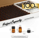 Teenitor 100 Packs 2 ML (5/8 Dram) Essential Oil Bottles, Small Sample Amber Glass Jars With Orifice Reducers And Black Caps For Oil Blends, Perfumes, Lab Chemicals Teenitor Store