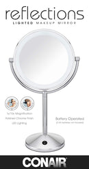 Conair Reflections Double-Sided LED Lighted Vanity Makeup Mirror, 1x/10x magnification, Polished Chrome finish Conair