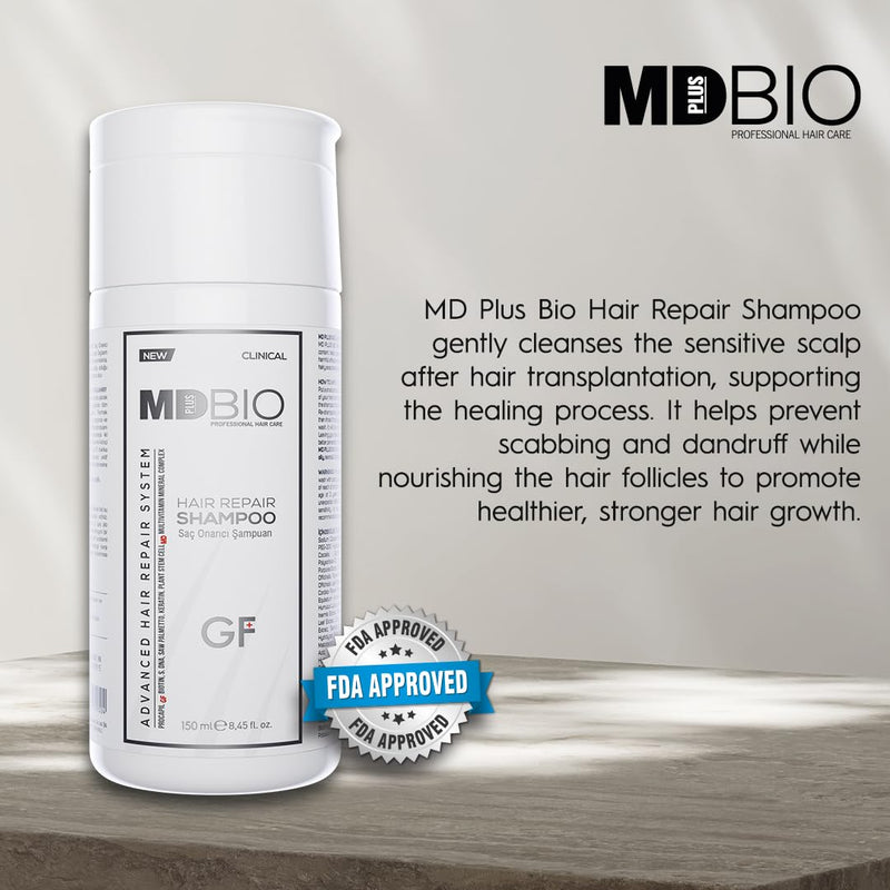 MD PLUS BIO Hair Regrowth, Clinically Tested Repair Shampoo, Anti-Thinning Loss Shampoo, Hair Thinning Therapy For Men & Women, Sulfate Free Paraben Free - 8.45 Fl Oz (150 ml) Infinity Warehouse
