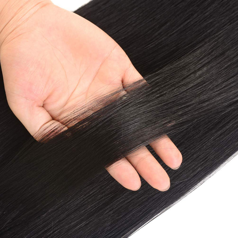 18 inches Clip in Hair Extensions Remy Human Hair - 7pcs 120g Silky Straight Thick 100% Real Black Human Hairpieces Clip on for Women Beauty