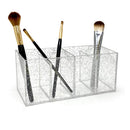 Isaac Jacobs 4-Compartment Clear Acrylic Organizer- Makeup Brush Holder- Storage Solution- Office, Bathroom, Kitchen Supplies and More (4 Compartment, Silver Glitter) Isaac Jacobs International Store
