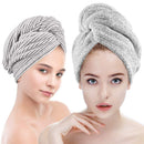 ELLEWIN Bamboo Hair Towel Wrap 2 Pack, Microfiber Hair Drying Shower Turban with Buttons,Super Absorbent Quick Dry Hair Towels for Curly Long Thick Hair, Rapid Dry Head Towel Wrap for Women Anti Frizz ELLEWIN