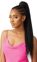Outre PRETTY QUICK Salon-Quality Ponytail Fabulous Look Long Length Bulk-Free Wrap Around Pony Sleekest Finish Secure Premium Synthetic Fibers Hair Pieces - LARGE BOX BRAID 28" (2T1/30) Outre