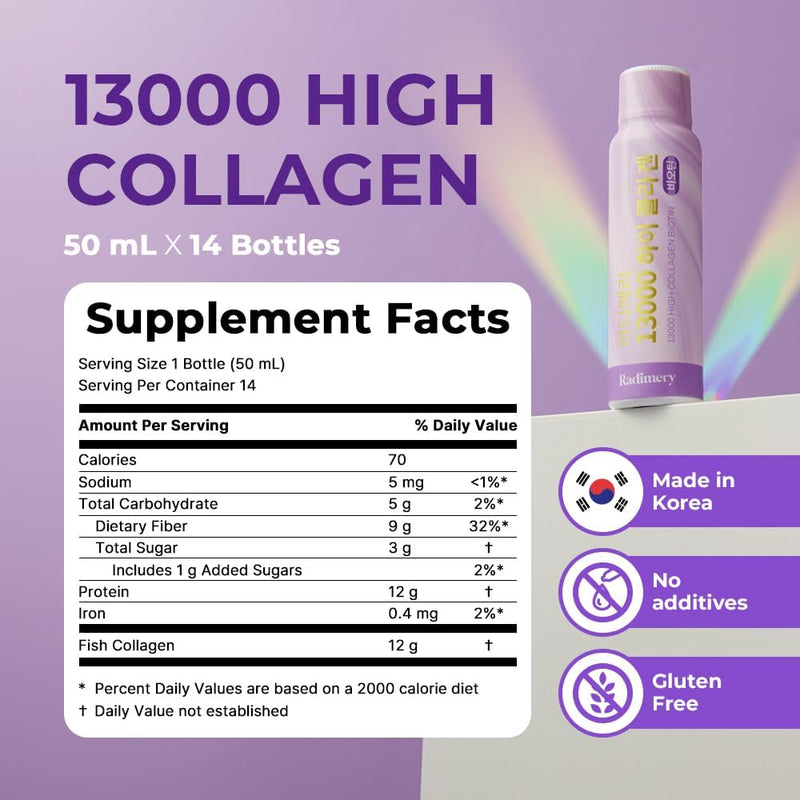 K · FOOD Ultra Premium Liquid Collagen Drink, 13,000mg Marine Collagen Peptides 50ml x 14 Bottles, Biotin, Hyaluronic Acid, Vitamin C – Pomegranate Flavor Infinity Warehouse