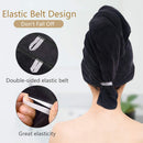 Sunland Microfiber Hair Towel Wrap for Women Super Absorbent Quick Dry Magic Hair Turban for Drying Long Hair Soft and Large 24 inch X 43 inch Black SUNLAND