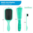 Detangler Hair Brush, 2 Pack Detangling Hair Brush with 1 Pack Eyebrow Brush Set for Natural Curly Hair,Thick, Thin, Wet Hair or Dry Hair, Hair Detangler Brush for Women Men Kids-Green Hoofun Store