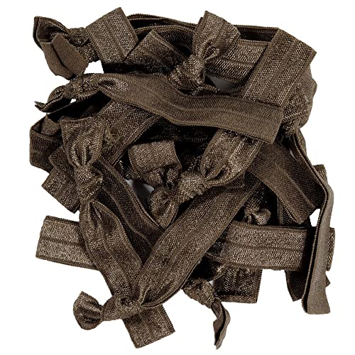 Hair Ties - No Crease Ponytail Holders BROWN (Available in Lots of Pack Quantities) Ouchless Elastic Styling Accessories Pony Tail Holder Ribbon Bands - By Kenz Laurenz (20 Pack) Kenz Laurenz