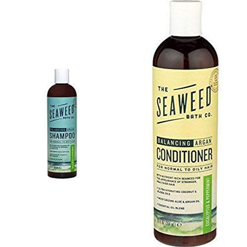 The Seaweed Bath Co. Hydrating & Balancing Shampoo And Conditioner With Natural Seaweed, Eucalyptus And Peppermint Scent, Vegan, Cruelty Free, Gluten Free, Paraben Free, 12 oz (Bundle) The Seaweed Bath Co.