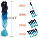 African Jumbo Braiding Synthetic Hair African Box Braids Ombre 24 Inch High Temperature Fiber Senegal Twist Braids 100g/pack 2 Tones Black/Light Blue 3 Packs Hairro Store