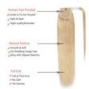 100% Human Hair Ponytail Extensions 18 Inches Wrap Around Human Hair Ponytail With Comb Clip in One Piece Pony Tail Hairpiece Long Straight Silky For Women